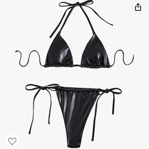 Metallic Bikini - Triangle Top Two Piece Swimsuit Tie Side